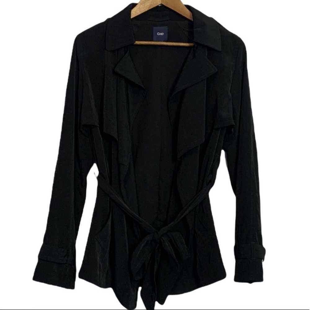 Gap Blk Draped Open Front or Tie Wrap Jacket Sz XS